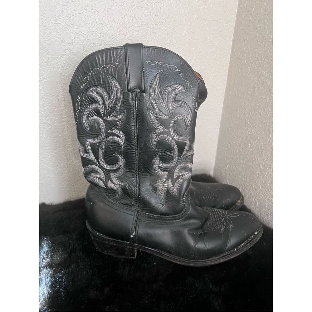 Cowtown black leather‎ western cowboy boots 12 12d